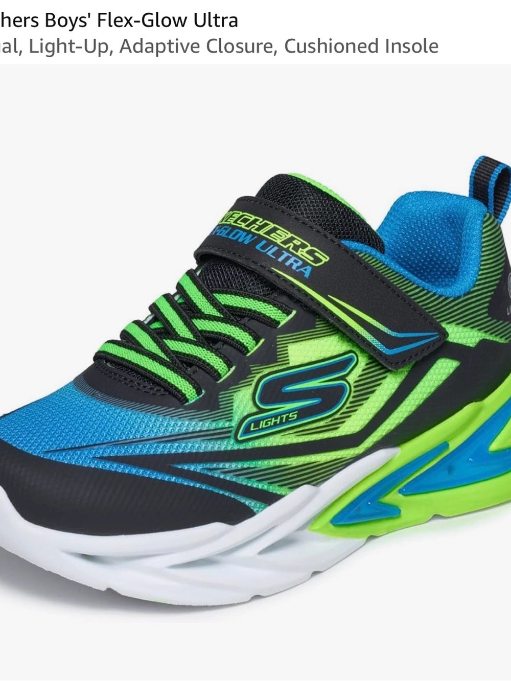 Skechers Kids' Light-Up Sneakers in Blue & Neon Green